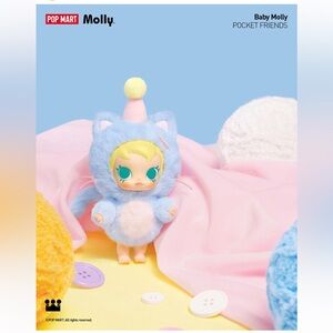 💙POP MART Baby Molly Pocket Friends Series-Vinyl Plush Pendant Feeling Blue